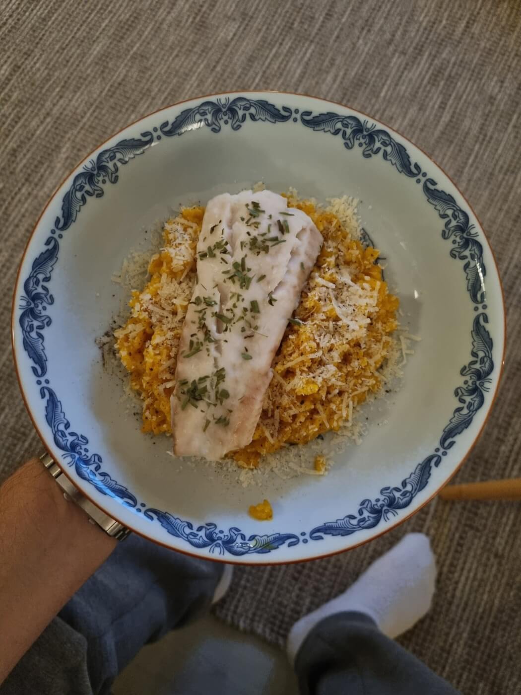 Risotto milanese med torsk